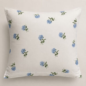 Yves Delorme Blue Hydrangea Floral Standard Pillow Sham White Luxury Cotton